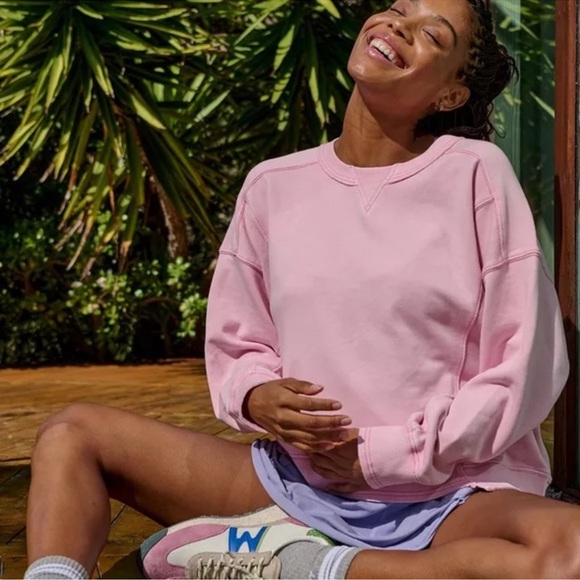 Free People FP Movement Hatch Intercept Crewneck Pullover Pink Medium - Picture 1 of 9